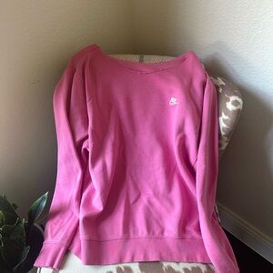 PINK OFF THE SHOULDER NIKE SWEATSHIRT